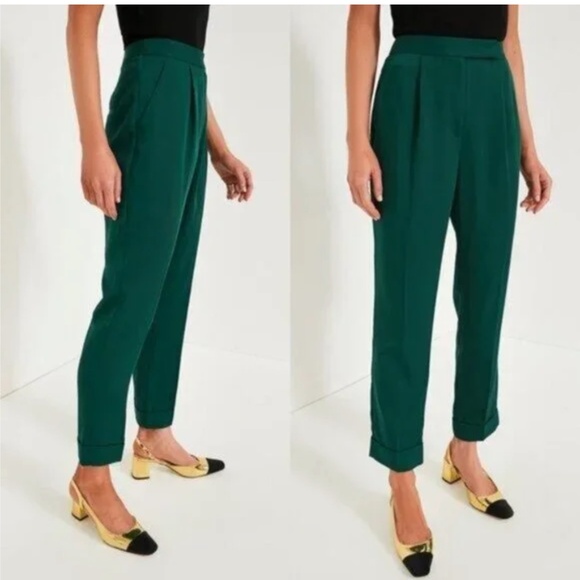 Tuckernuck Pants - Tuckernuck NEW Green pleated High Rise Duncan pants